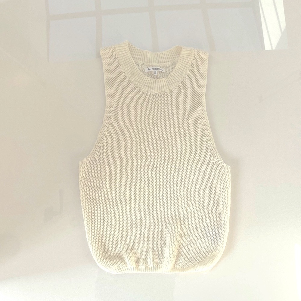 Reformation Knit Sleeveless Tank Ivory XS
